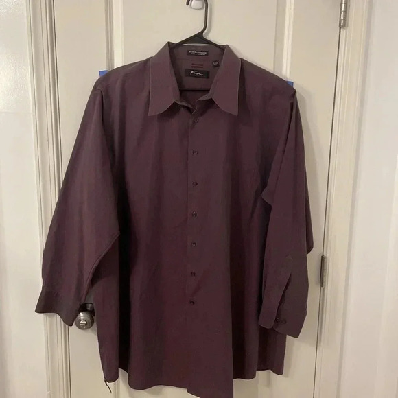 FUBU Men’s Long Sleeve Button Down Shirt Size 20.BIG Purple. Fine red stripi - Picture 1 of 4
